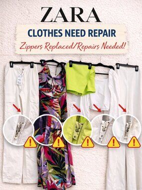Zara Repair Lot Bundle 5 Pieces | Pants Dress Shorts Top | Zippers Need Repair